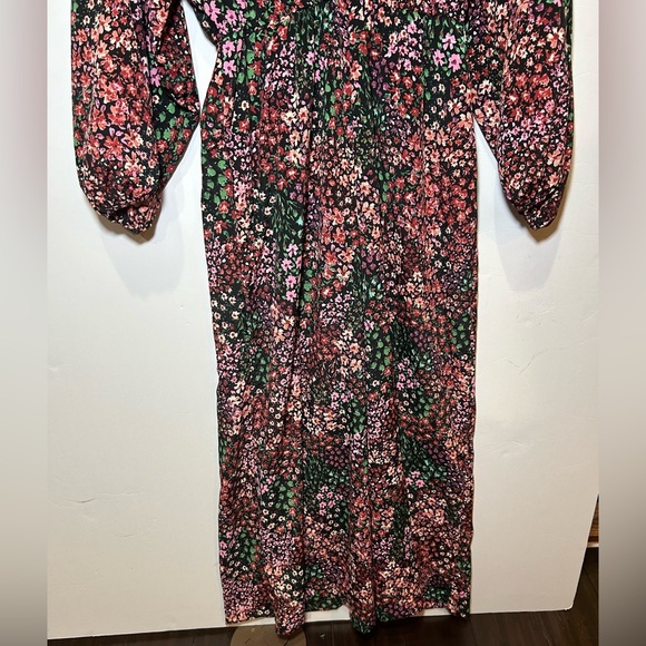 Zara Multicolor Floral Boho Long Puff Sleeve Jumpsuit XS - Picture 4 of 5